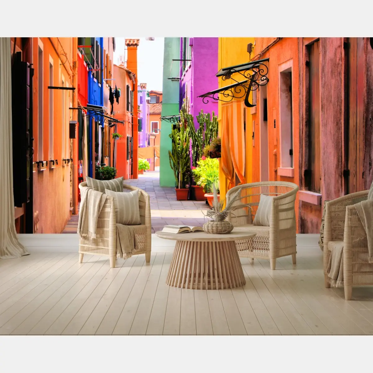 Fototapete bunte mediterrane gasse – Pixers®