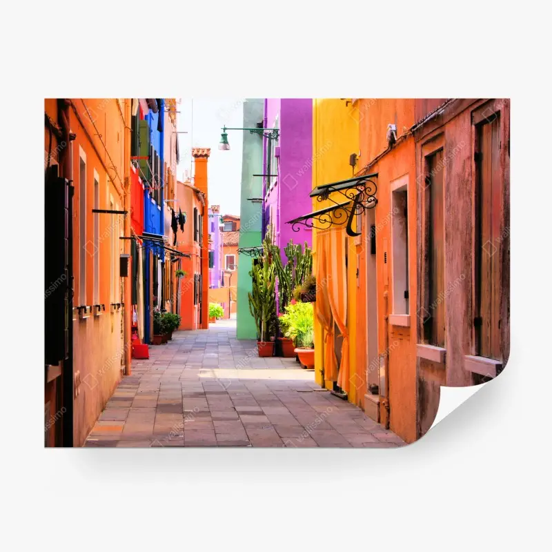 Fototapete bunte mediterrane gasse