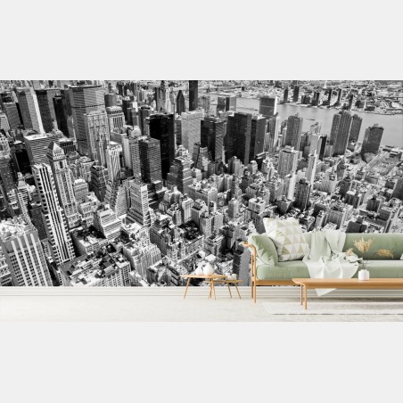 Fototapete luftaufnahme der skyline von Manhattan in schwarzweiß – Pixers®