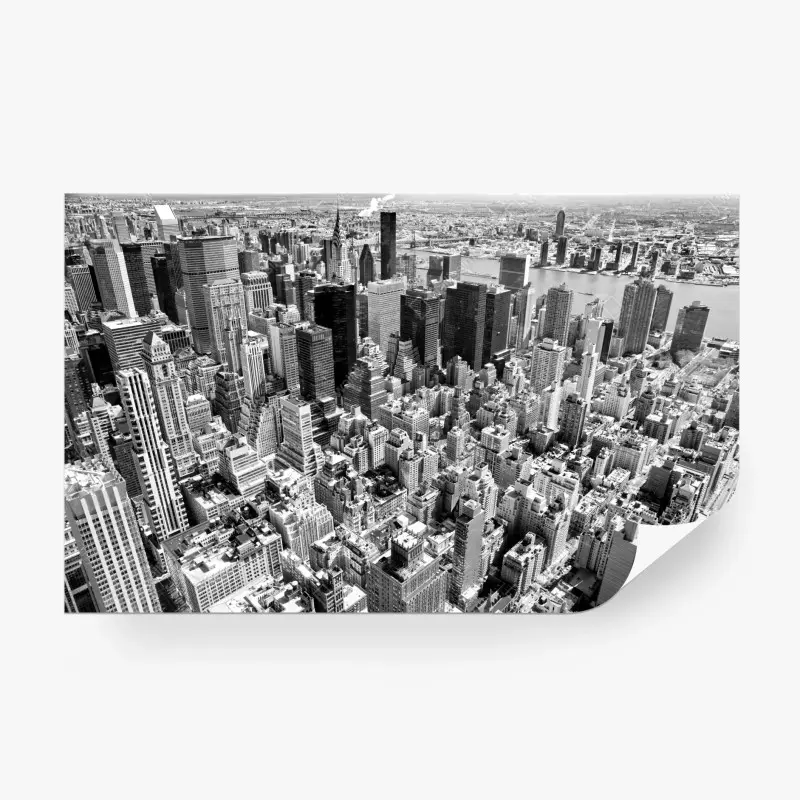 Fototapete luftaufnahme der skyline von Manhattan in schwarzweiß