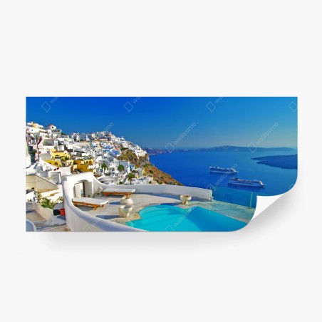 Fototapete Santorini meerblick mit pool – Pixers®