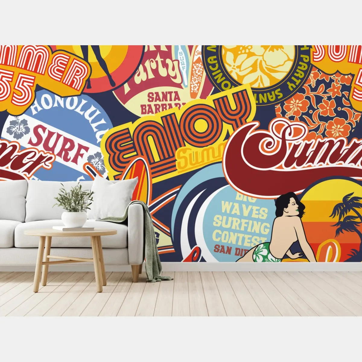 Fototapete retro surf aufkleber-collage – Pixers®