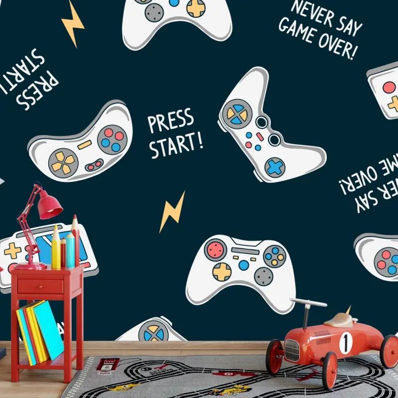Fototapete retro-muster mit gamepads