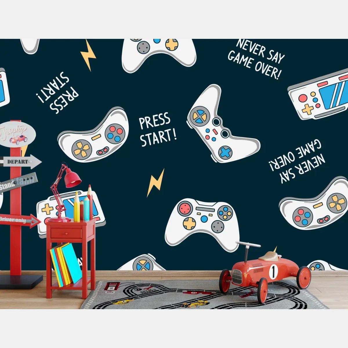 Fototapete retro-muster mit gamepads – Pixers®
