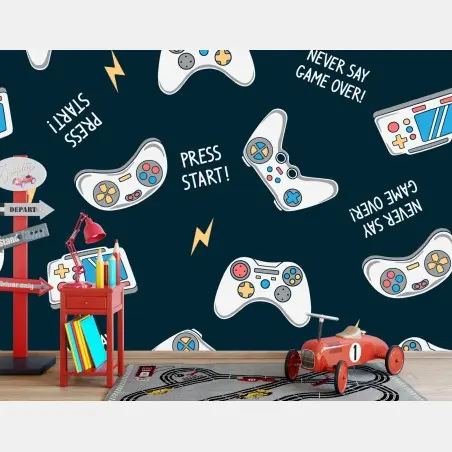 Fototapete retro-muster mit gamepads – Pixers®