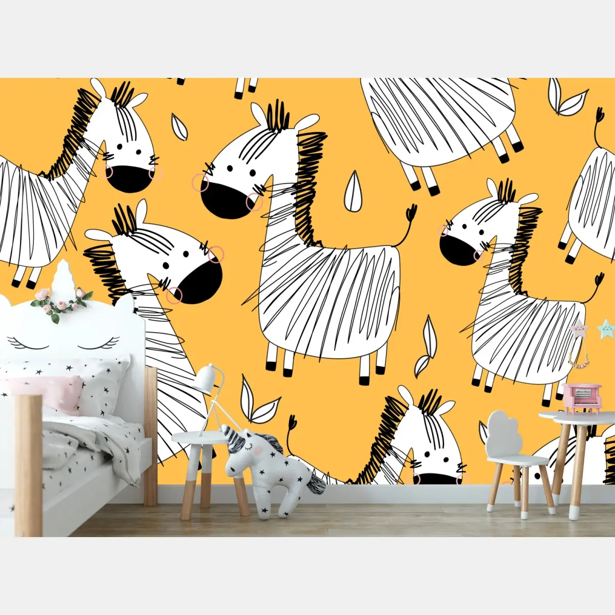 Fototapete verspieltes zebramuster für kinderzimmer – Pixers®