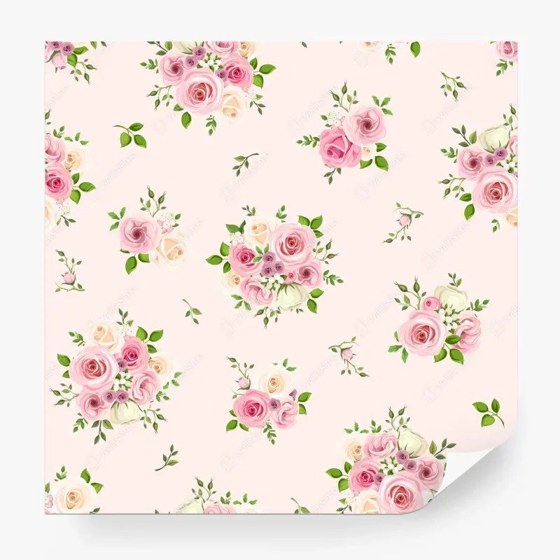 Fototapete zartes rosenmuster in pastellrosa