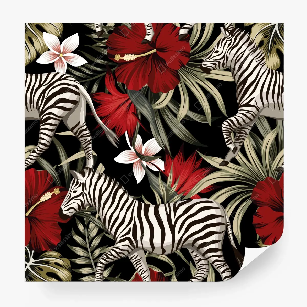 Fototapete tropisches zebra-blumenmuster – Pixers®