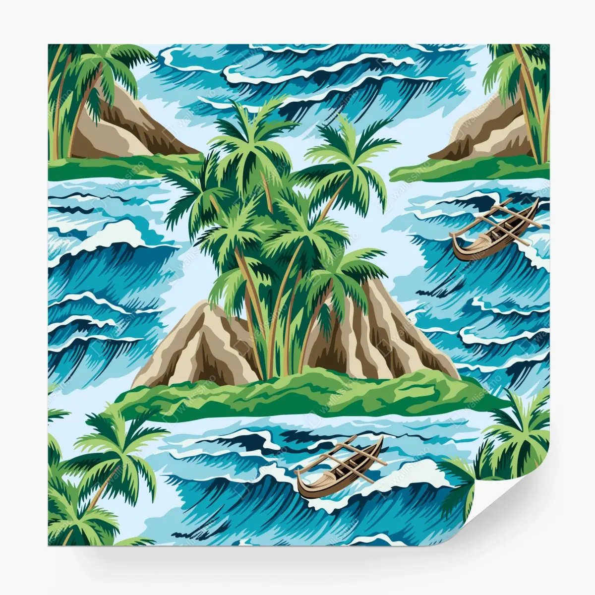 Fototapete tropische insel mit wellen – Pixers®