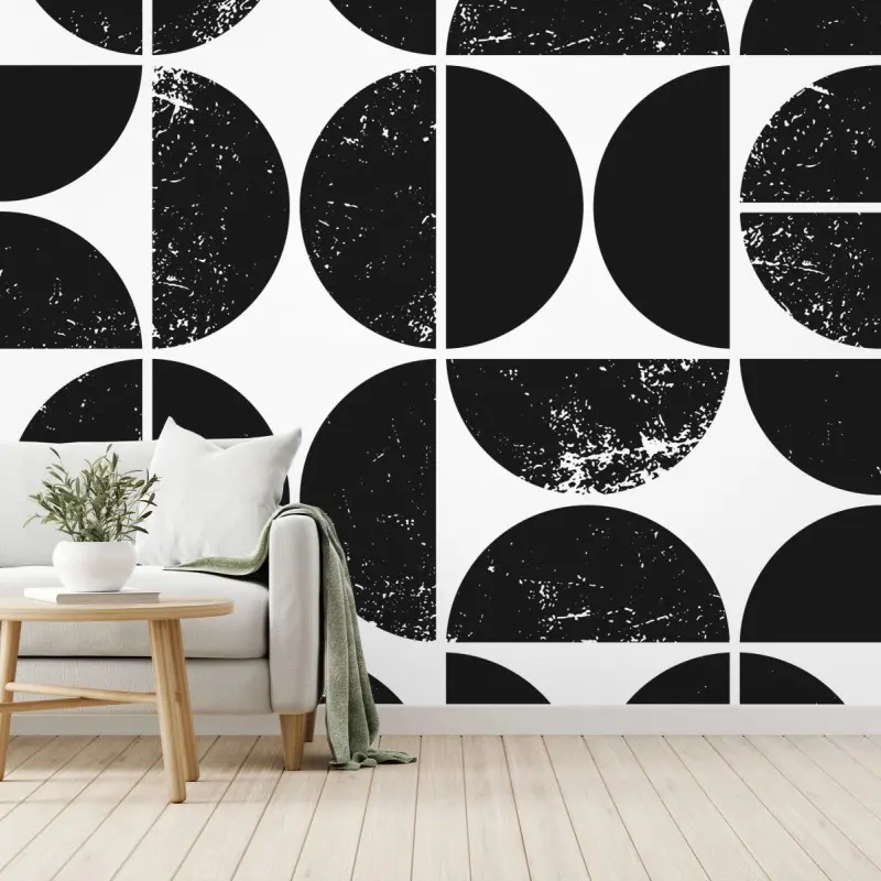 Fototapete schwarzes geometrisches kreismuster