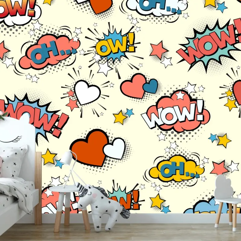 Fototapete pop art comic-herzen und sprechblasen