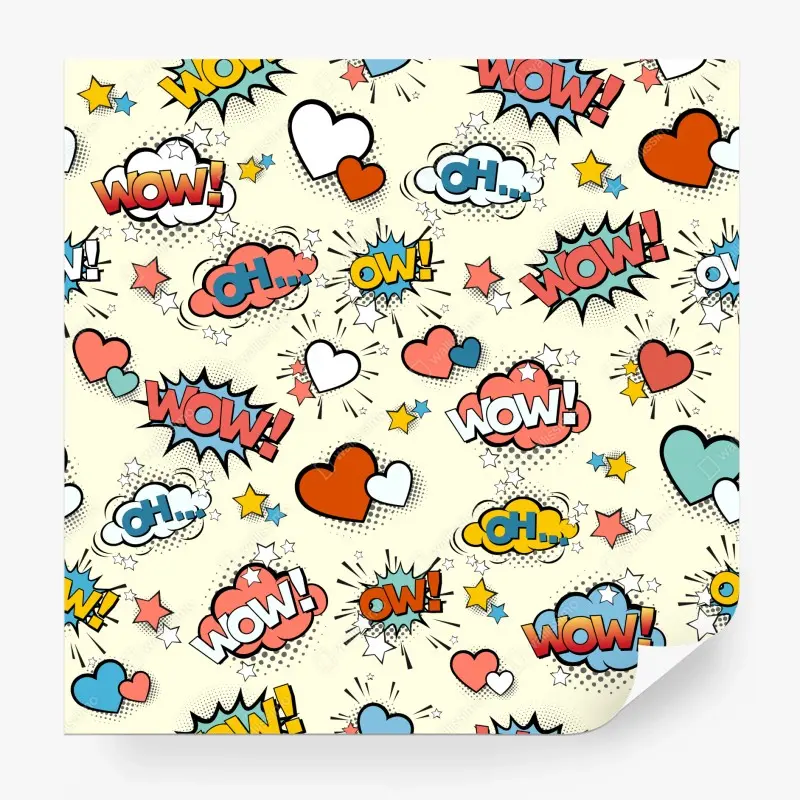 Fototapete pop art comic-herzen und sprechblasen