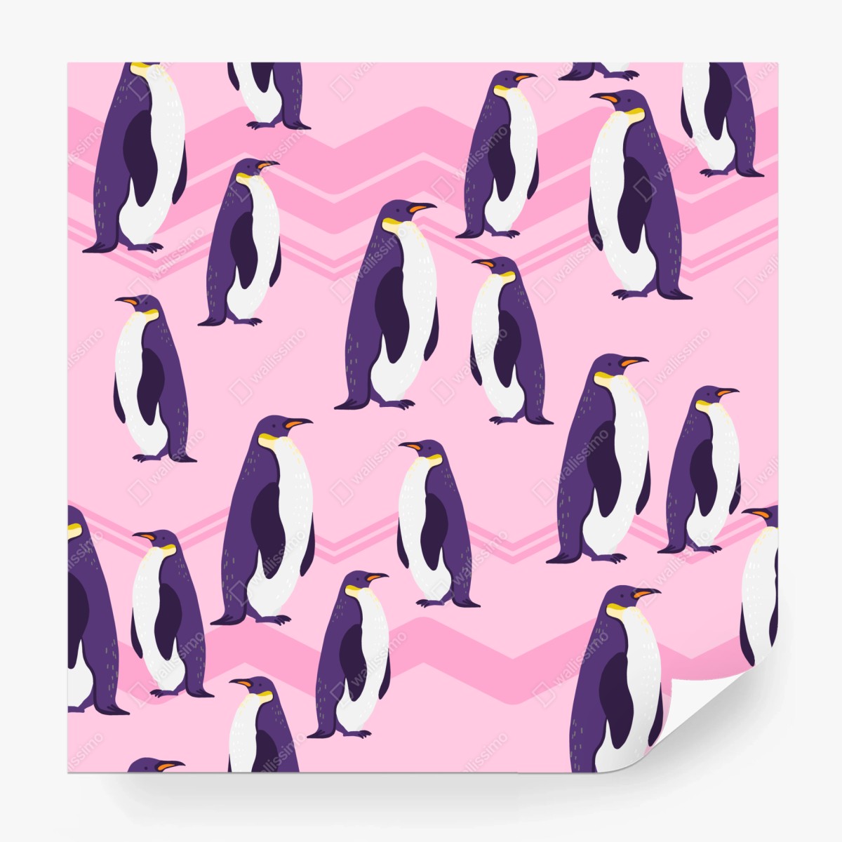 Fototapete verspieltes muster mit violetten pinguinen auf rosa hintergrund – Pixers®