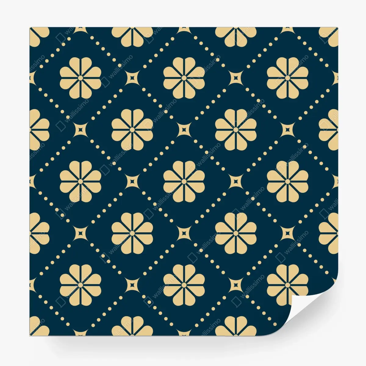 Fototapete türkis beiges blumen geometrisches muster – Pixers®