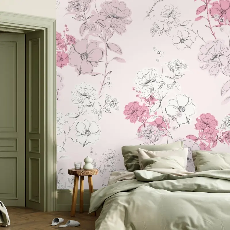 Fototapete zartes rosa blumenmuster