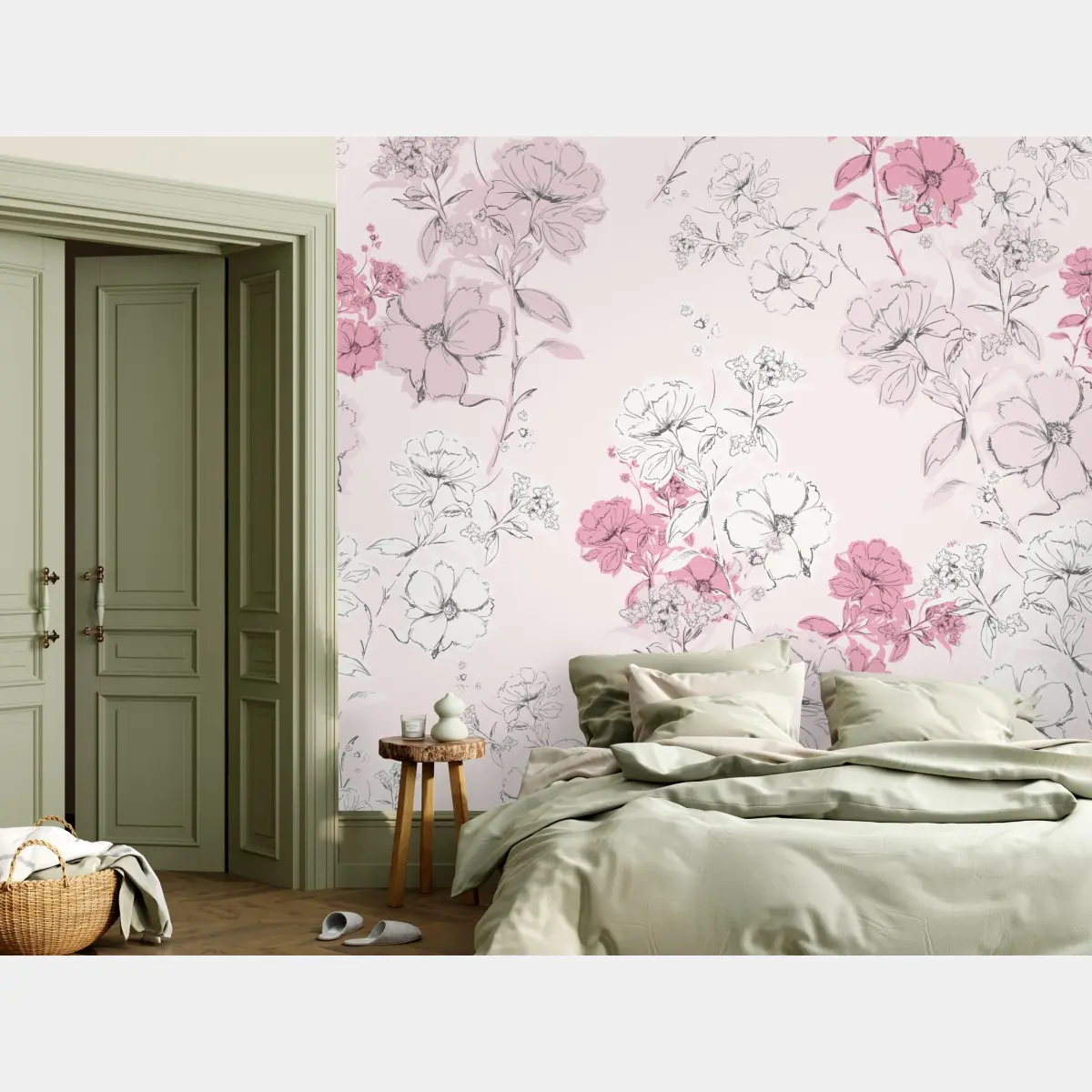 Fototapete zartes rosa blumenmuster – Pixers®