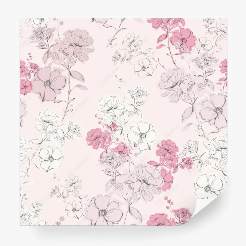 Fototapete zartes rosa blumenmuster