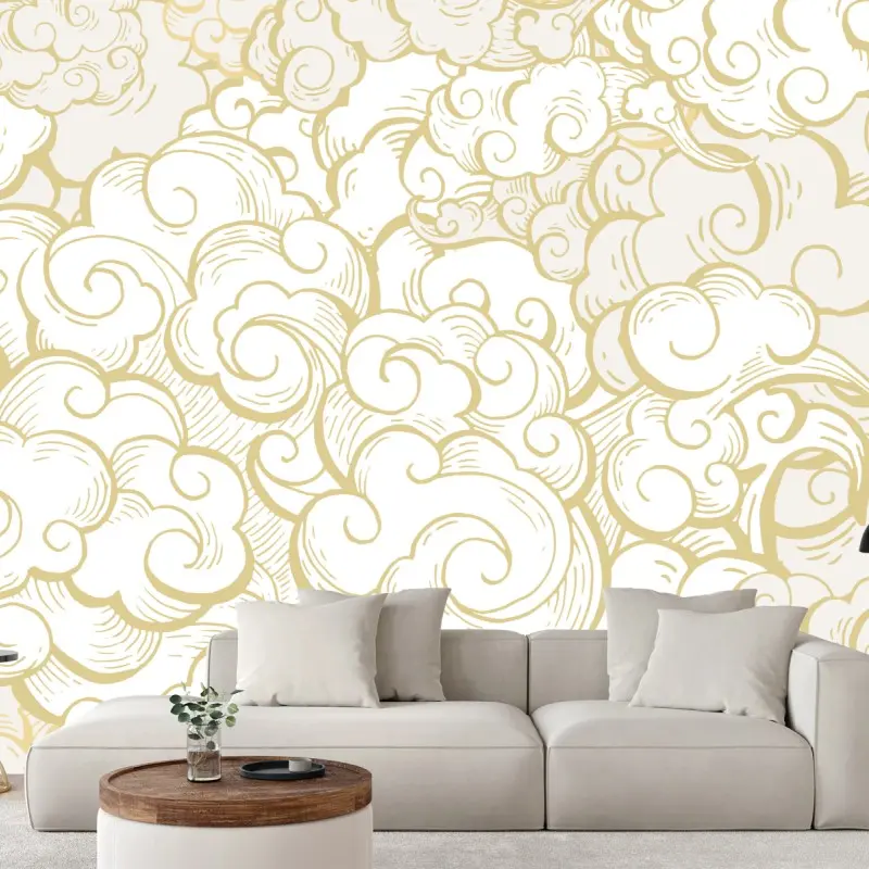 Fototapete goldenes ornamentales wolkenmuster