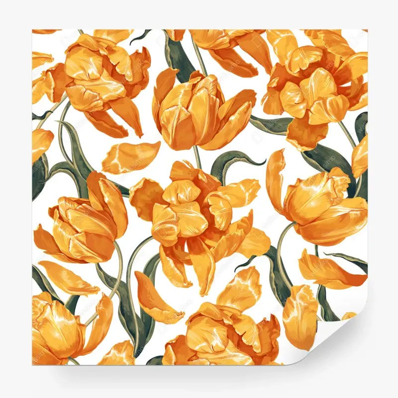 Fototapete muster mit lebhaften orangen tulpen