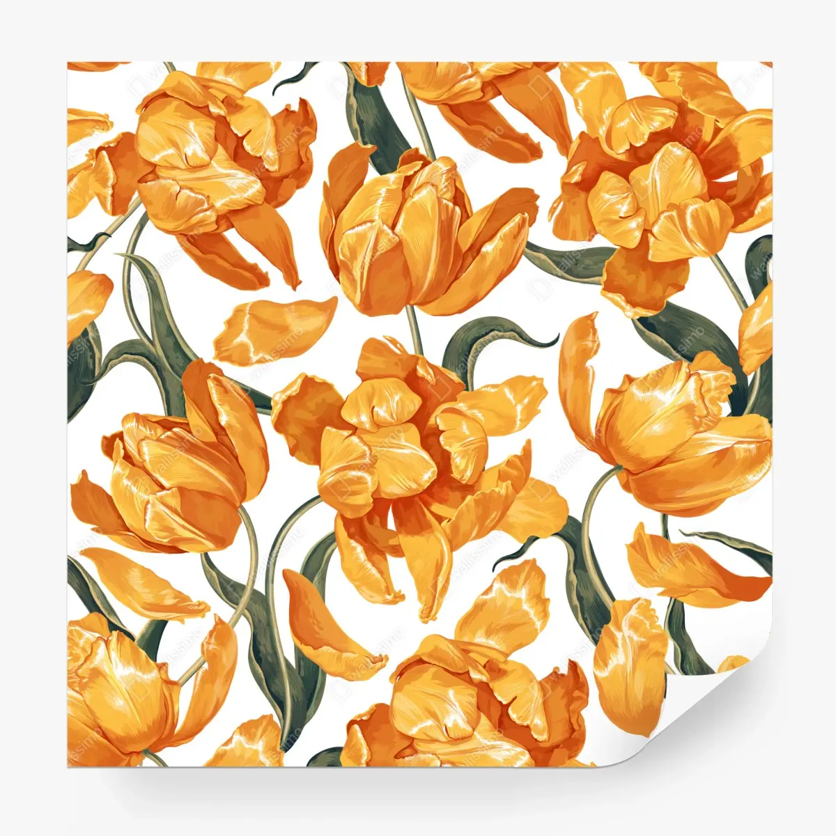 Fototapete muster mit lebhaften orangen tulpen – Pixers®
