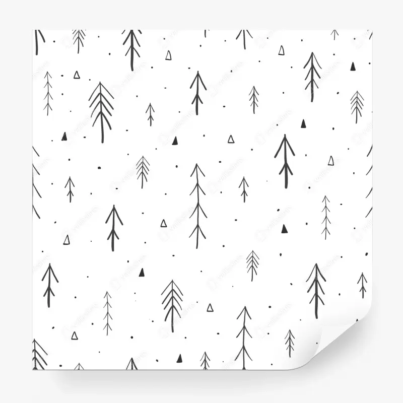 Fototapete minimalistisches muster mit handgezeichneten bäumen