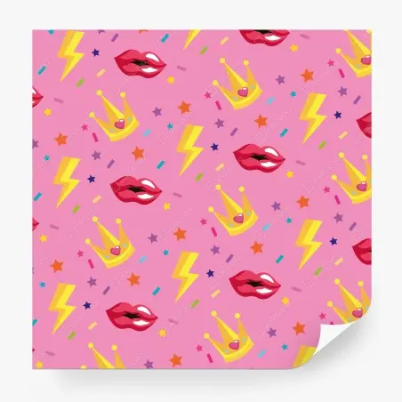 Fototapete verspieltes prinzessinnenmuster mit kronen und lippen – Pixers®