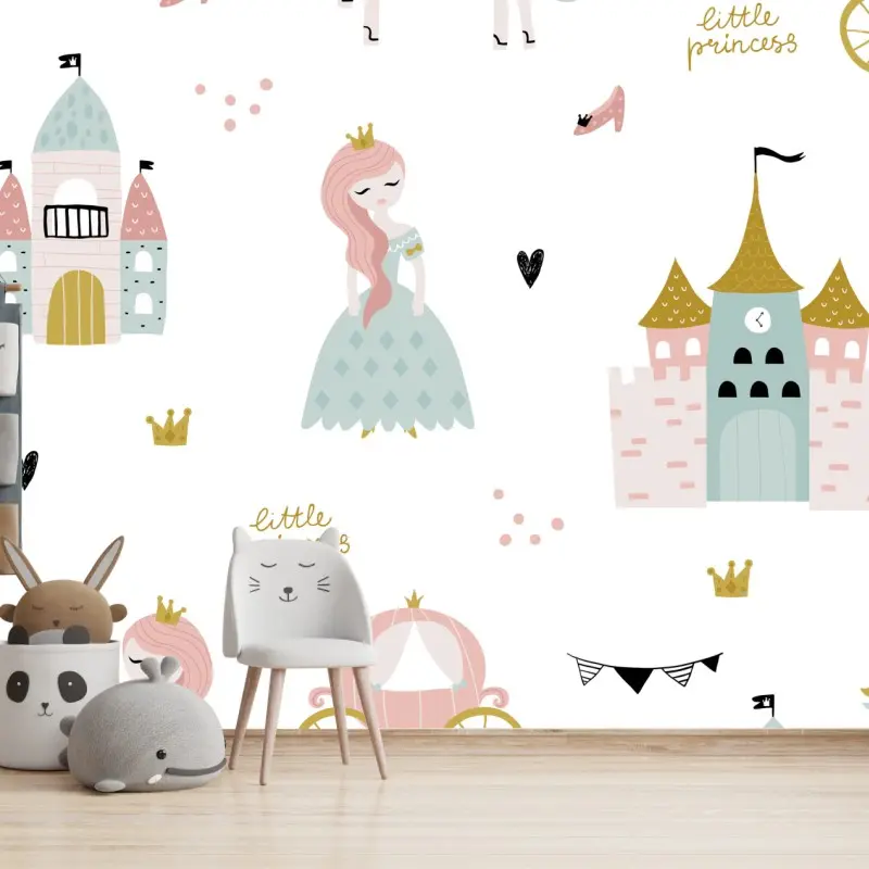 Fototapete pastell prinzessin muster für kinderzimmer