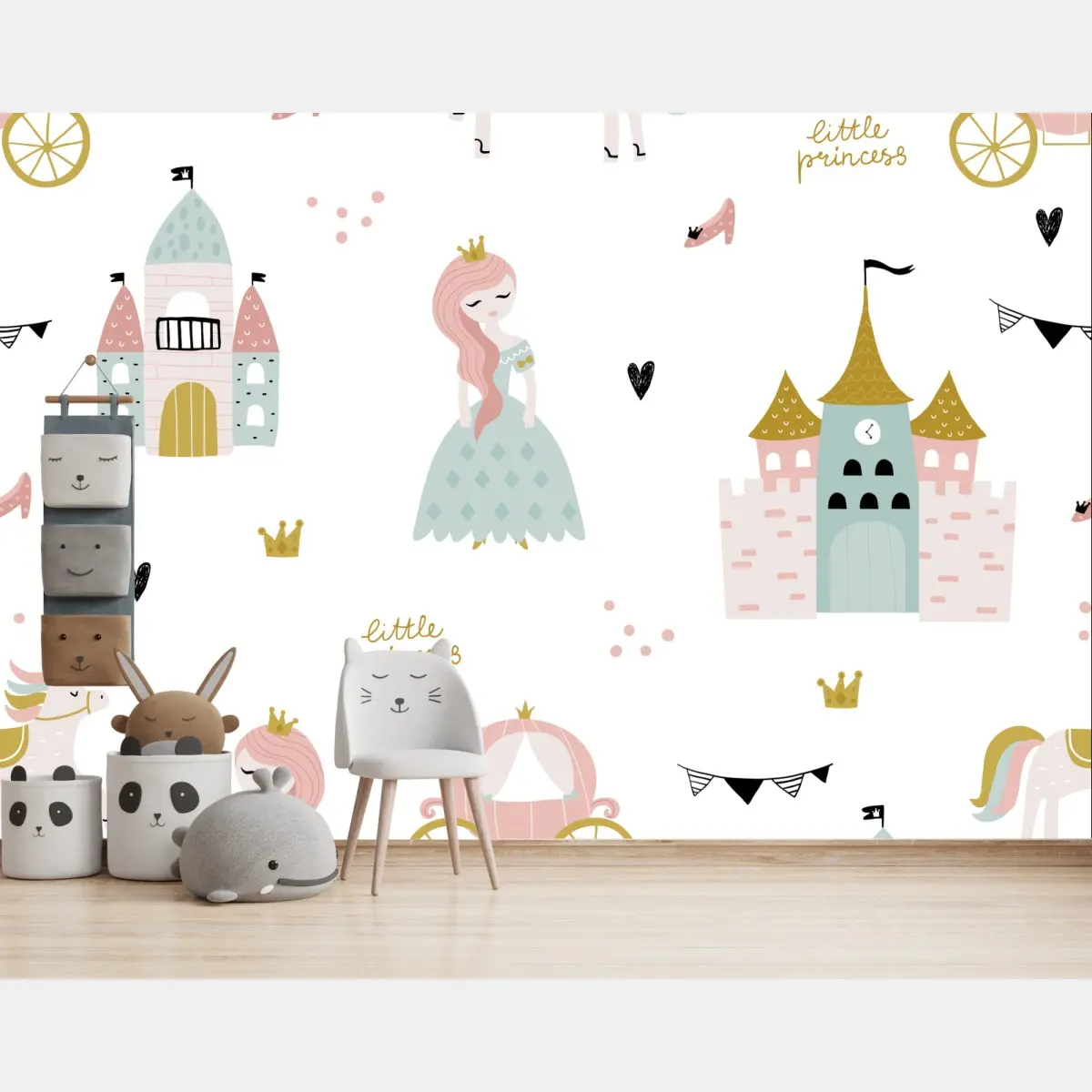 Fototapete pastell prinzessin muster für kinderzimmer – Pixers®