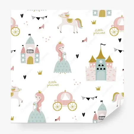Fototapete pastell prinzessin muster für kinderzimmer – Pixers®