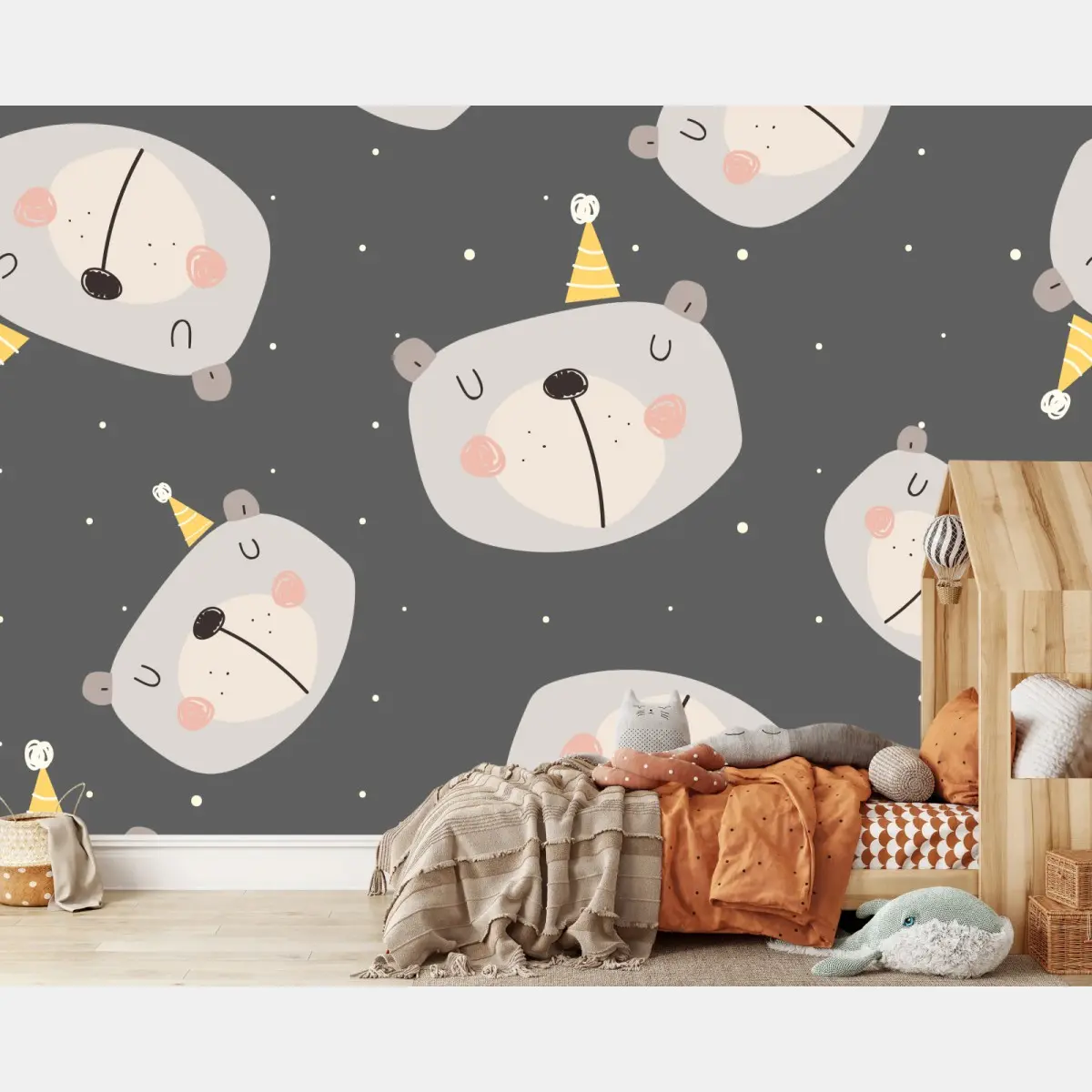 Fototapete pastell schlafende bären muster für kinderzimmer – Pixers®