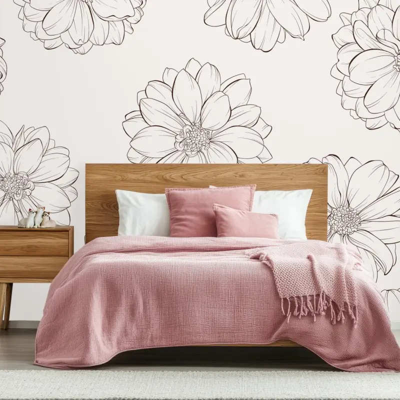 Fototapete zartes blumenmuster in beige