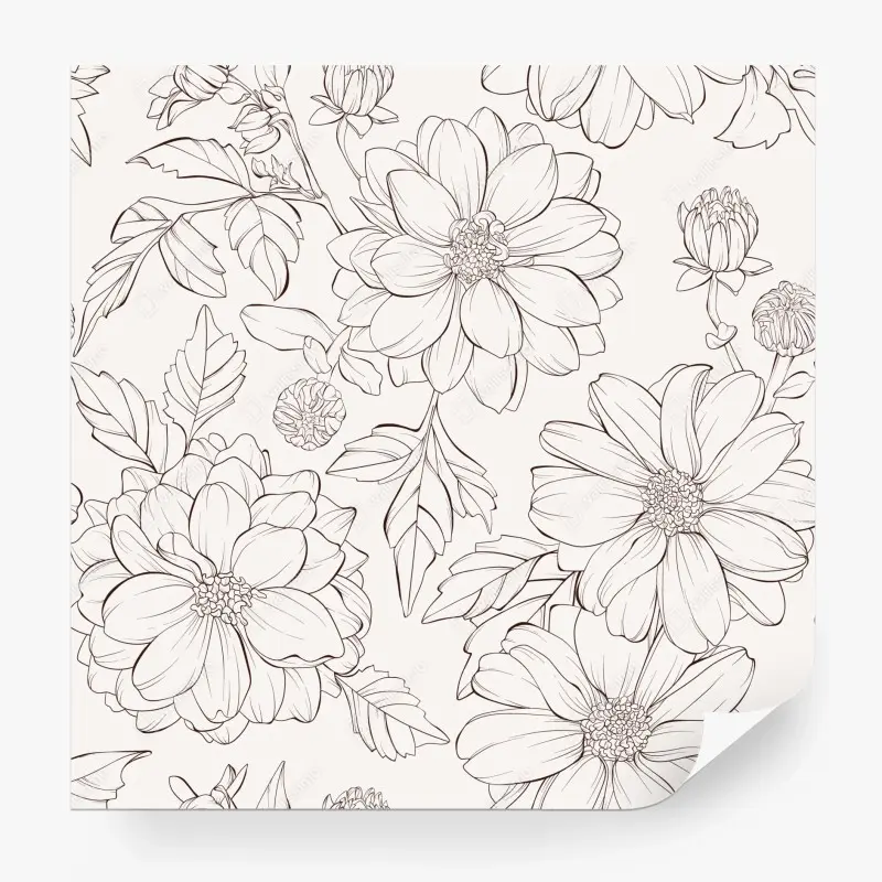 Fototapete zartes botanisches blumenmuster
