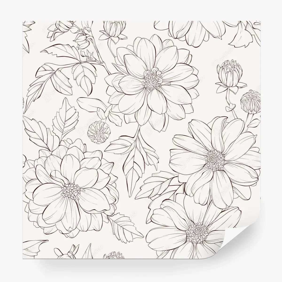 Fototapete zartes botanisches blumenmuster – Pixers®