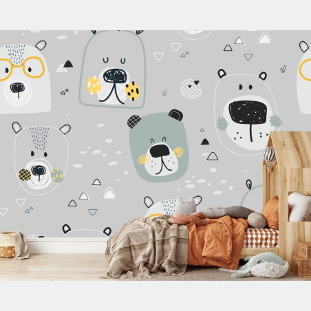 Fototapete verspieltes bärenmuster für kinderzimmer – Pixers®