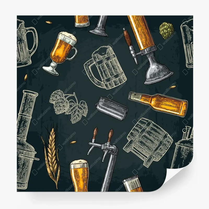 Fototapete vintage bier und brauerei muster