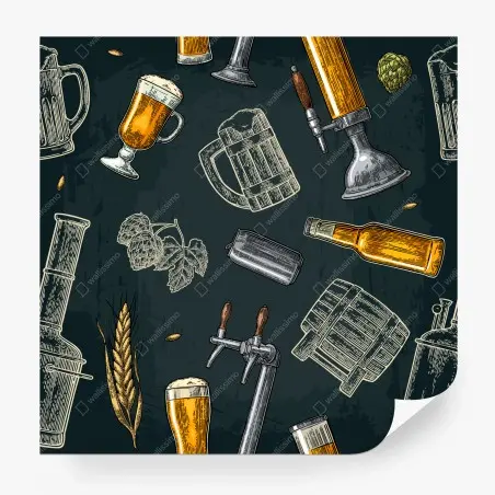Fototapete vintage bier und brauerei muster – Pixers®