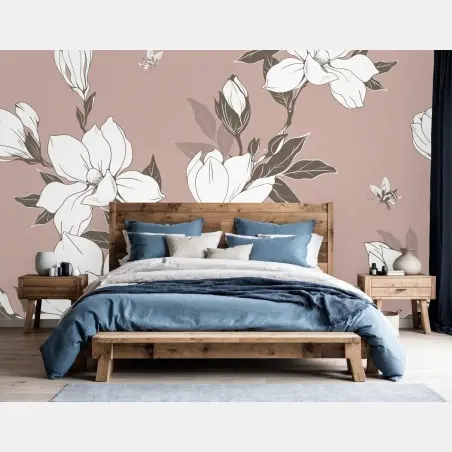 Fototapete zartes magnolienmuster – Pixers®