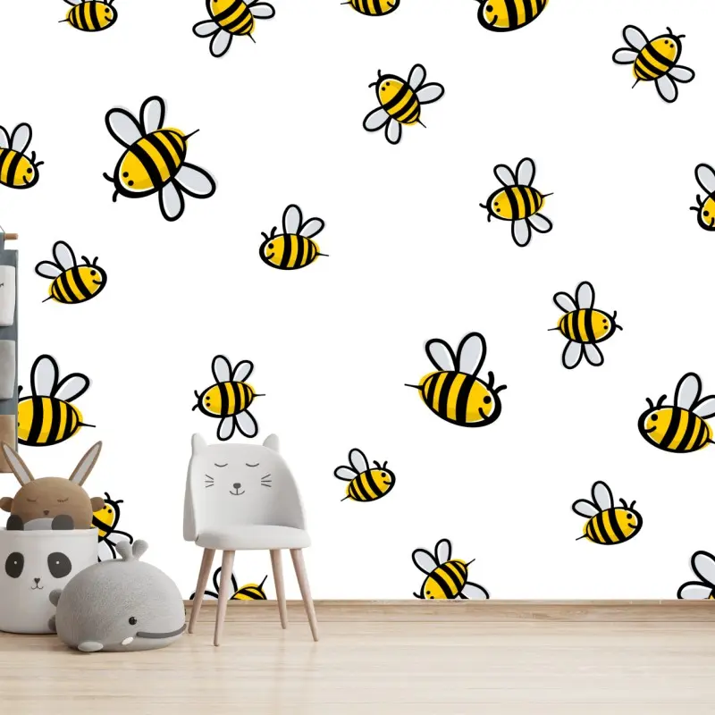 Fototapete verspieltes bienenmuster für kinderzimmer