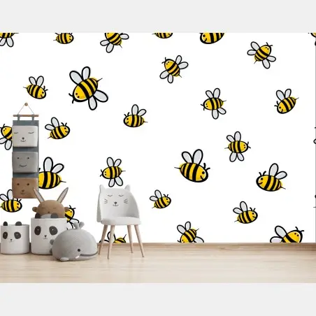 Fototapete verspieltes bienenmuster für kinderzimmer – Pixers®