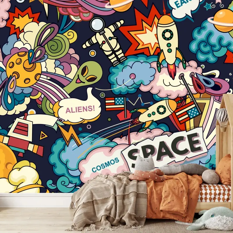 Fototapete bunte kosmische weltraum-collage