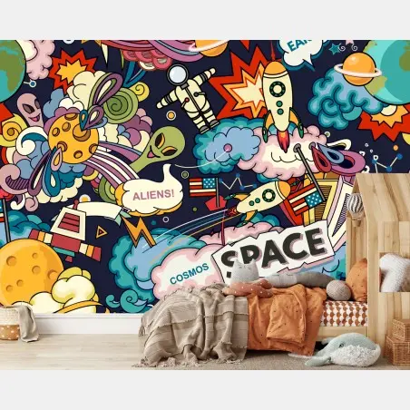 Fototapete bunte kosmische weltraum-collage – Pixers®
