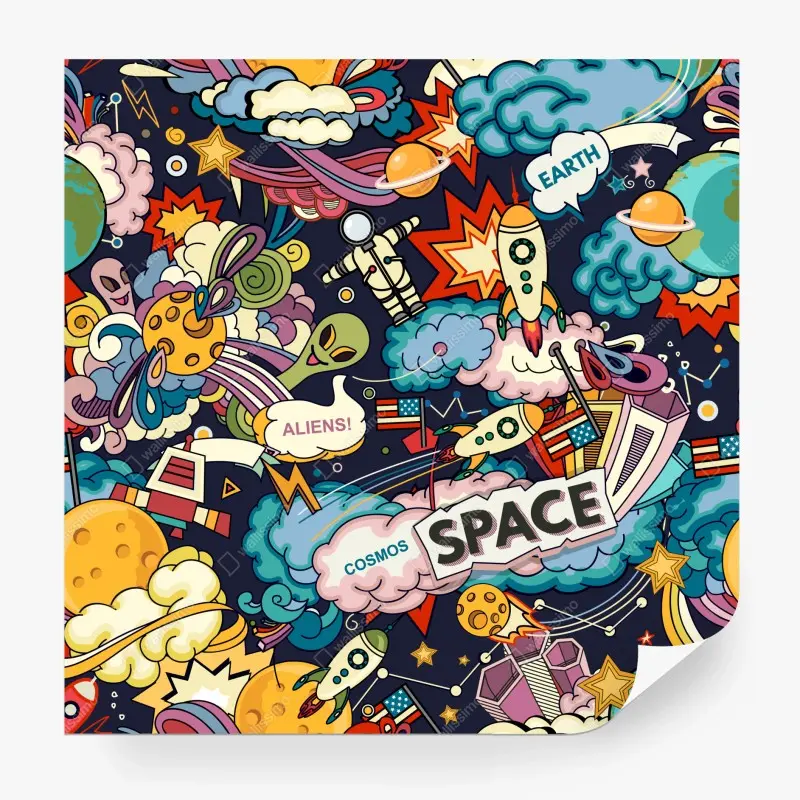 Fototapete bunte kosmische weltraum-collage