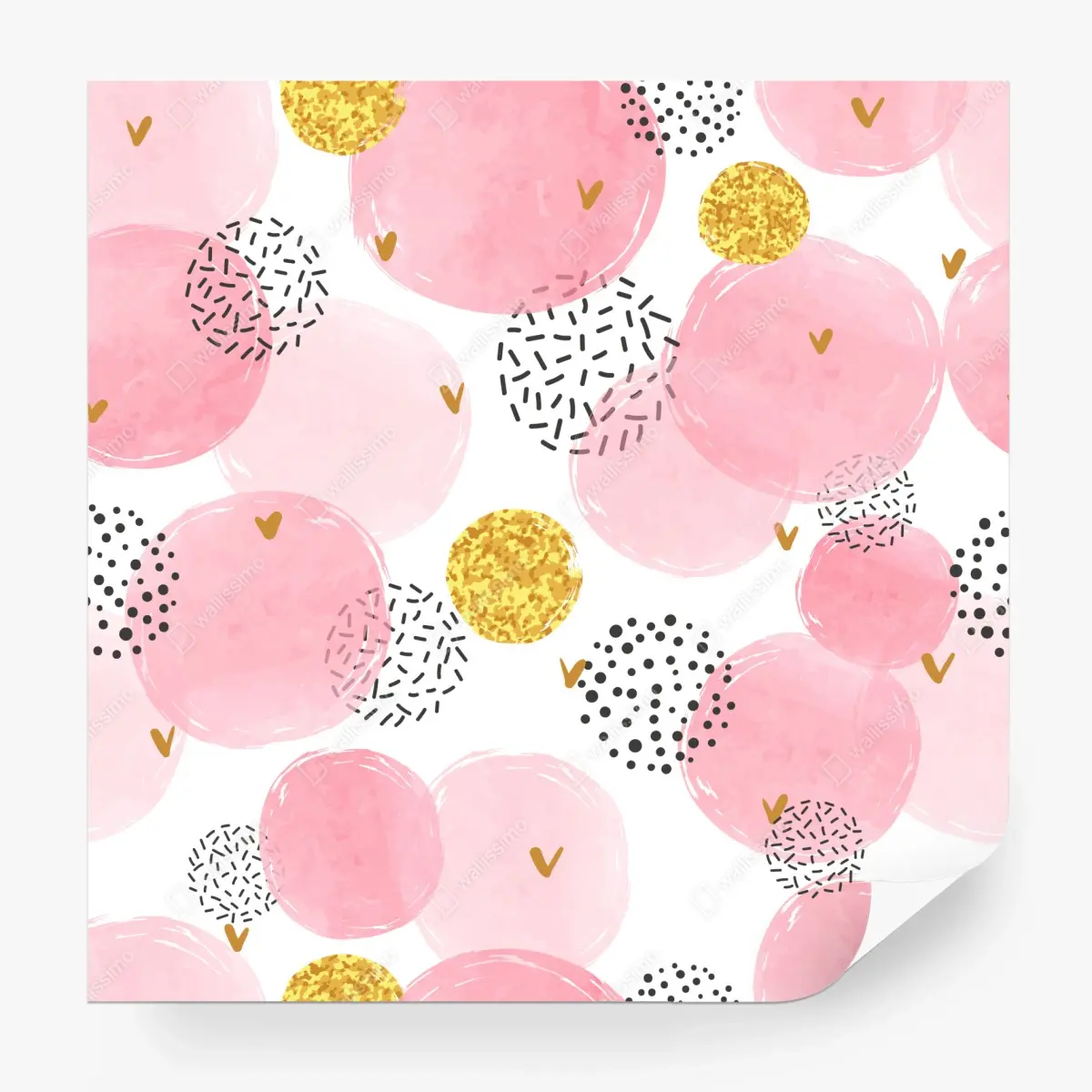 Fototapete rosa aquarellkreise mit goldenen akzenten – Pixers®