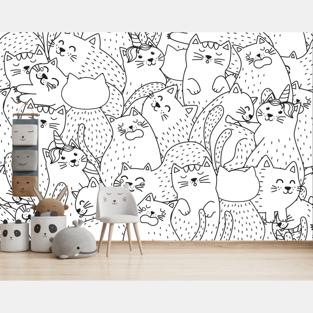 Fototapete verspieltes katzen-doodle muster – Pixers®