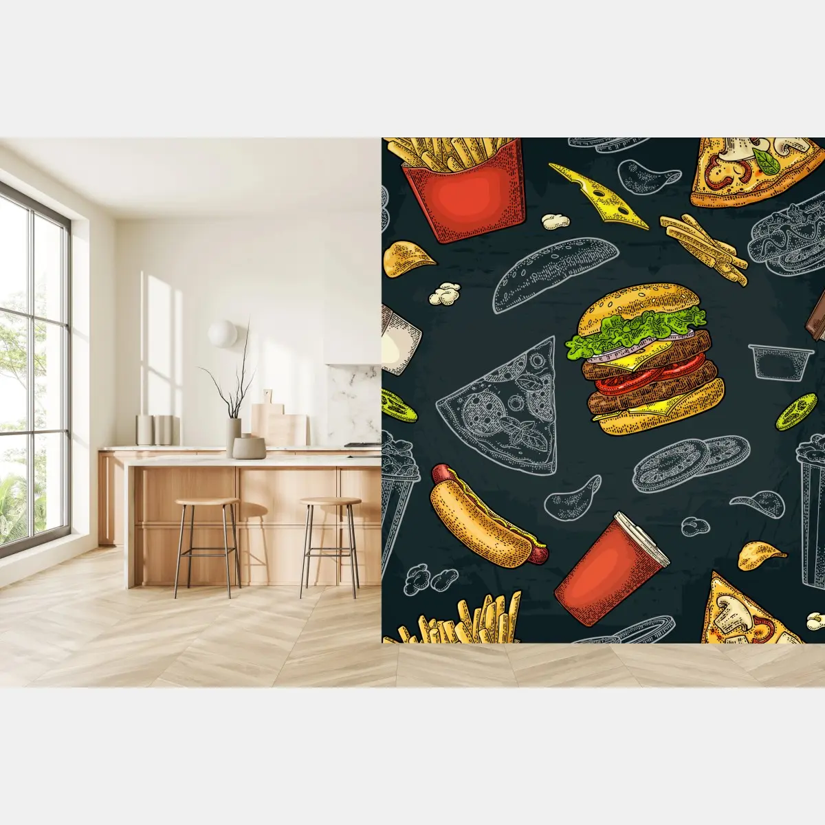 Fototapete vintage fast-food muster – Pixers®