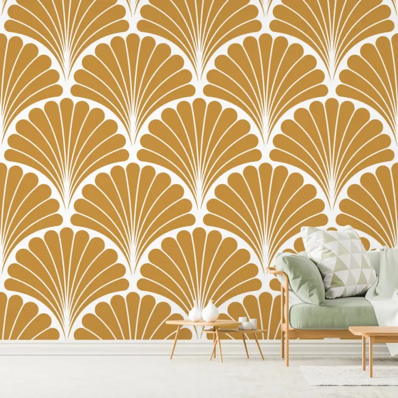 Fototapete goldenes fächermuster im art-deco-stil