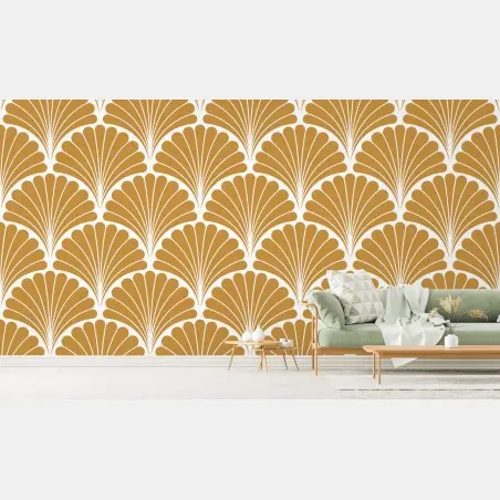 Fototapete goldenes fächermuster im art-deco-stil – Pixers®