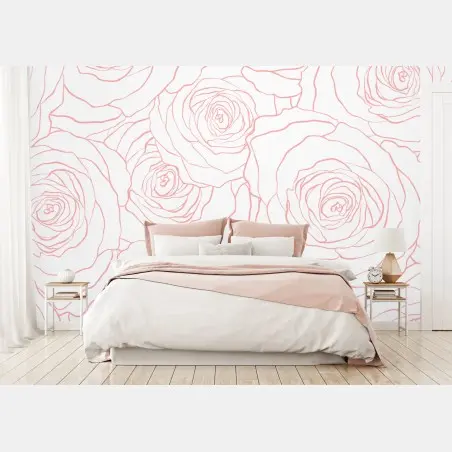 Fototapete zartes muster rosa rosen – Pixers®