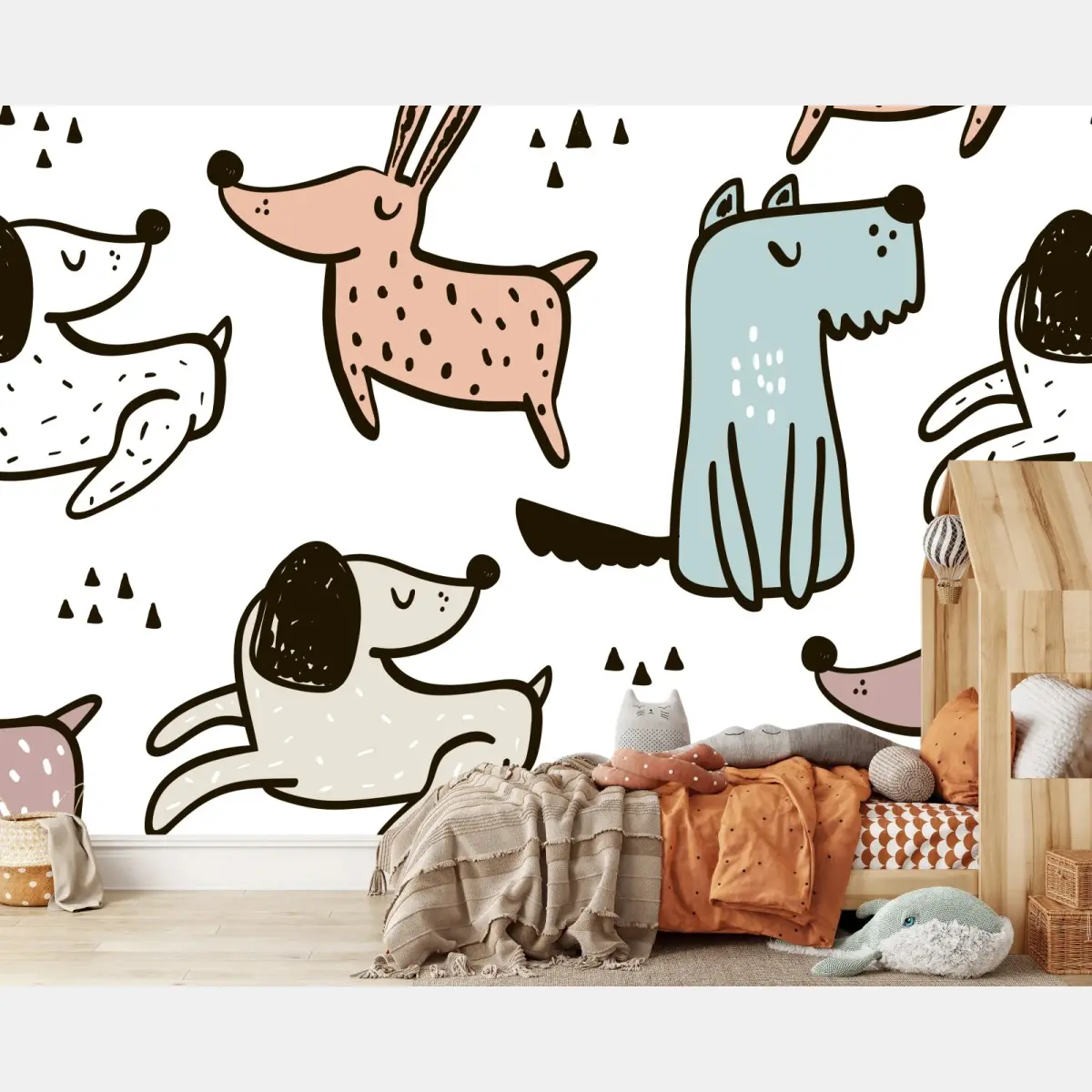 Fototapete verspieltes pastell hunde muster – Pixers®