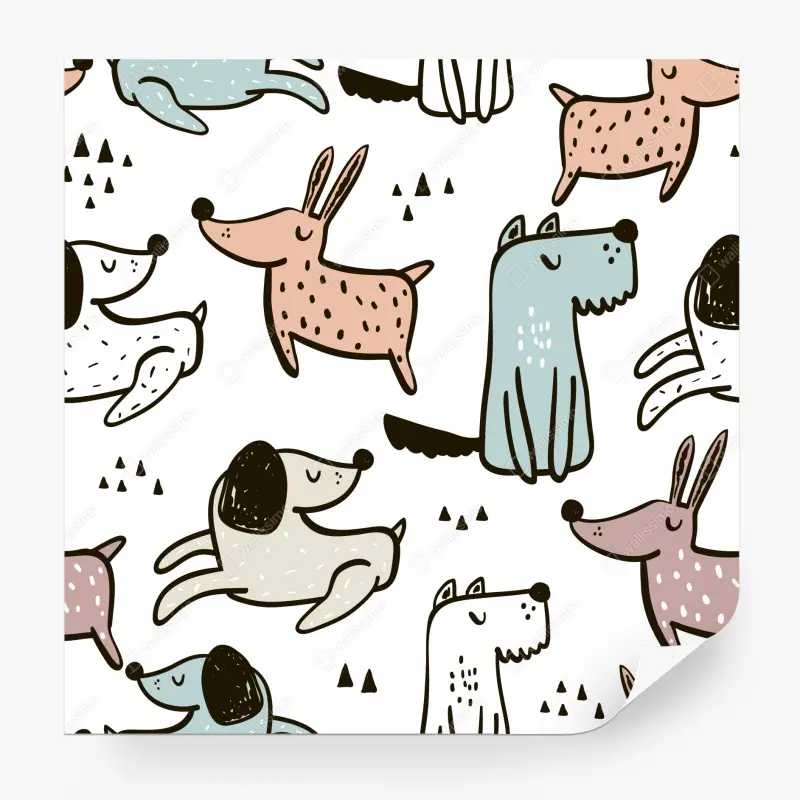 Fototapete verspieltes pastell hunde muster